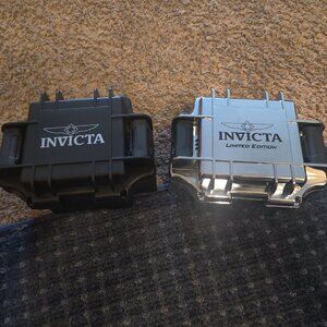Lot of 2 single slot Invicta Impact Watch Cases (Black & Chrome)